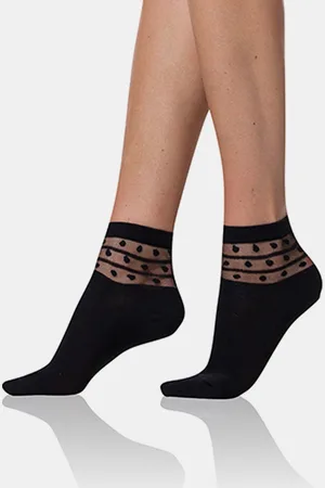 Bellinda Černé dámské ponožky s ozdobným detailem TRENDY COTTON SOCKS