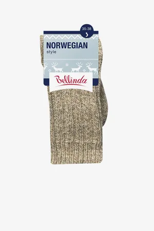 Bellinda Béžové unisex zimní ponožky NORWEGIAN STYLE SOCKS