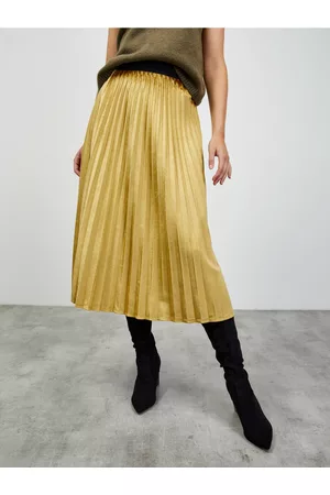 ZOOT.lab Plisovaná midi sukně ve zlaté barvě Ursule
