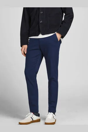 JACK & JONES Tmavě modré slim fit kalhoty Stollie