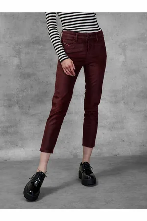 Diesel Vínové dámské zkrácené slim fit džíny