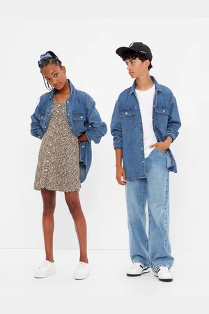 GAP Dětská džínová oversized košile Teen