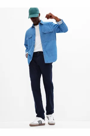 GAP Tmavě modré pánské manšestrové slim fit kalhoty