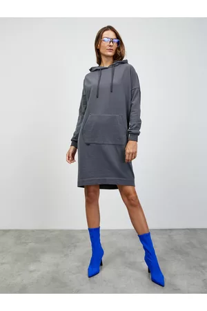 ZOOT.lab Šedé dámské mikinové basic šaty s kapucí Dove