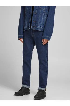 JACK & JONES Tmavě modré straight fit džíny Clark