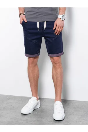 Ombre Clothing Fialové pánské džínové kraťasy W361