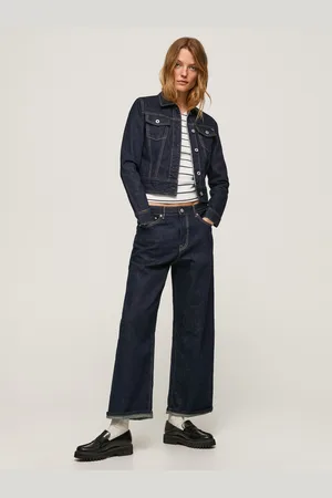 Pepe Jeans Tmavě modré dámské zkrácené široké džíny Edie