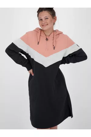 alife kickin Růžovo-černé dámské mikinové šaty s kapucí