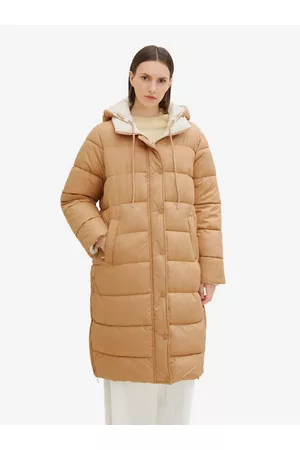 TOM TAILOR Ženy Kabáty - Béžový dámský zimní prošívaný oboustranný kabát