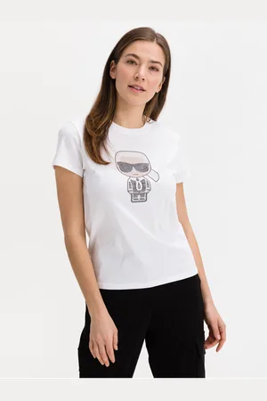 Karl Lagerfeld Bílé dámské vzorované tričko