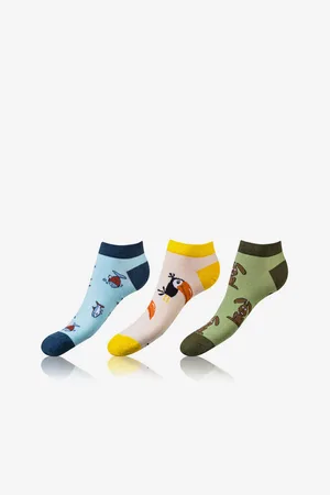 Bellinda Sada tří párů unisex ponožek v modré, žluté a zelené barvě CRAZY IN-SHOE SOCKS 3x