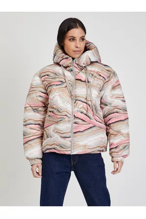 TOM TAILOR Ženy Péřové bundy - Růžovo- dámská vzorovaná zimní prošívaná bunda