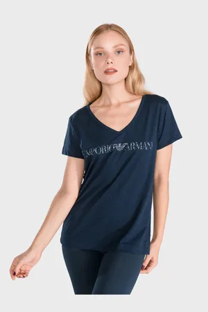 Emporio Armani Tmavě modré dámské tričko na spaní