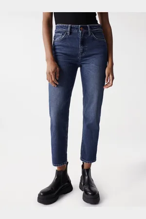 Salsa Modré dámské zkácené slim fit džíny True