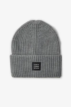 sam 73 Šedá unisex žebrovaná zimní čepice Dublin