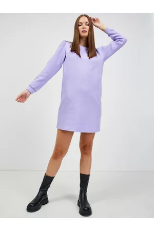 SKFK Světle fialové žebrované mikinové šaty Lexury