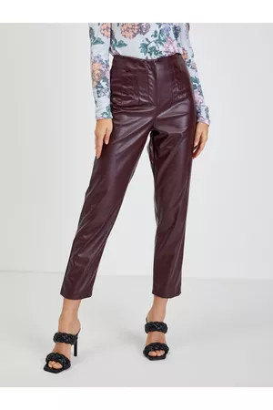 ORSAY Vínové dámské koženkové kalhoty