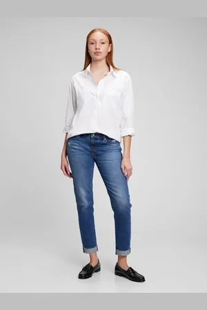 GAP Modré dámské džíny mid rise girlfriend Washwell
