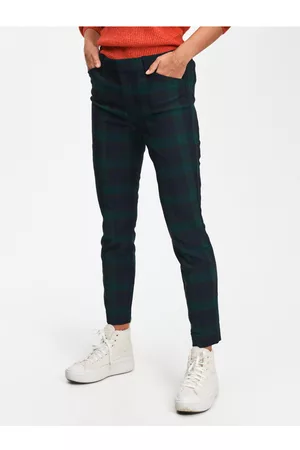 GAP Modro-zelené dámské kostkované kalhoty skinny bi-stretch