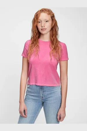 GAP Růžové dámské tričko graphic shrunken t-shirt