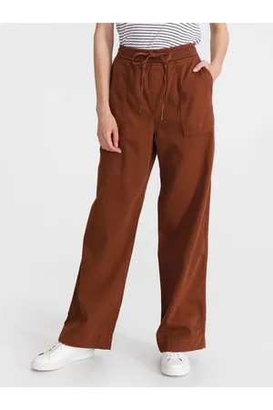 GAP Hnědé dámské kalhoty rib combo pull-on wide leg