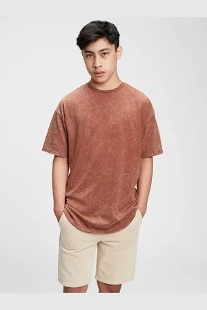 GAP Hnědé klučičí dětské tričko teen curved hem t-shirt