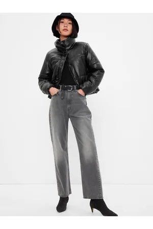 GAP Černá dámská koženková crop top bunda