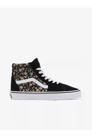 Vans Černé dámské květované kotníkové tenisky se semišovými detaily UA SK8-Hi
