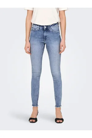 ONLY Modré dámské skinny fit džíny s vyšisovaným efektem Blush