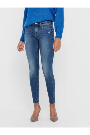 ONLY Modré dámské skinny fit džíny s potrhaným efektem Wauw