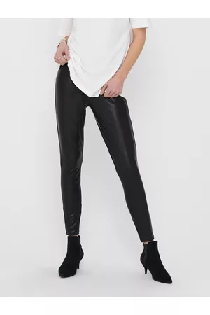 ONLY Ženy Kožené kalhoty - Černé koženkové legíny Cool