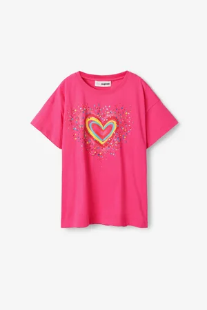 Desigual Tmavě růžové holčičí tričko Heart