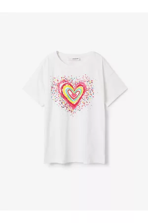 Desigual Dívky Trička - Bílé holčičí tričko Heart