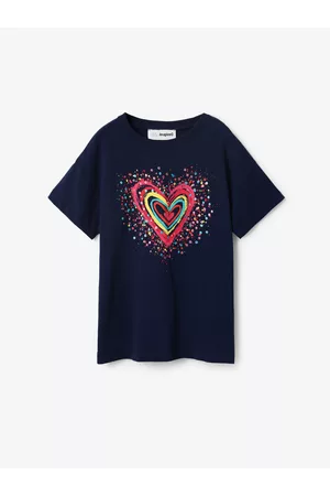Desigual Dívky Trička - Tmavě modré holčičí tričko Heart