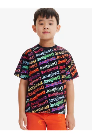 Desigual Černé dětské vzorované tričko Logomania
