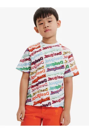 Desigual Bílé dětské vzorované tričko Logomania