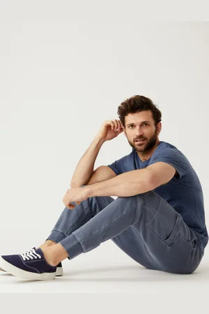 Marks & Spencer Modré pánské bavlněné basic tričko Denim