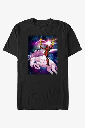 ZOOT FAN. Černé unisex tričko Marvel Taco Unicorn