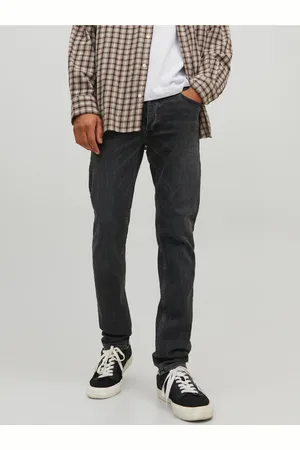 JACK & JONES Černé pánské slim fit džíny Glenn