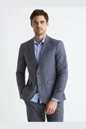 Celio Šedomodré pánské oblekové slim fit sako Buchambray