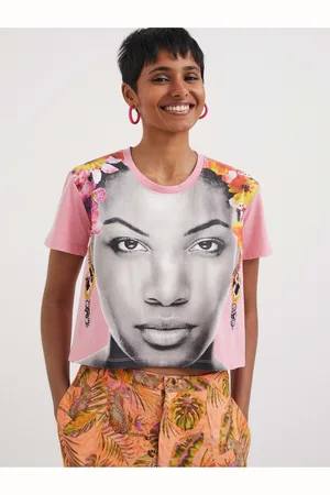 Desigual Světle růžové dámské tričko Face