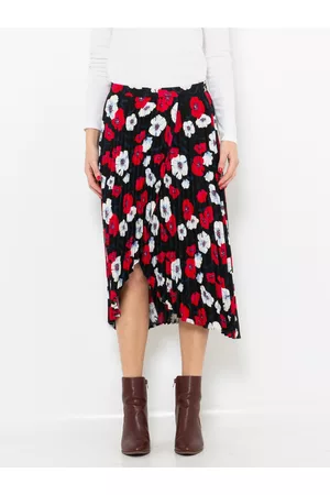 Camaïeu Červeno- květovaná midi sukně