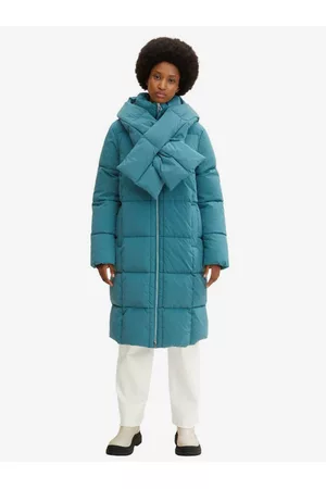 TOM TAILOR Ženy Kabáty - Tyrkysový dámský zimní prošívaný kabát