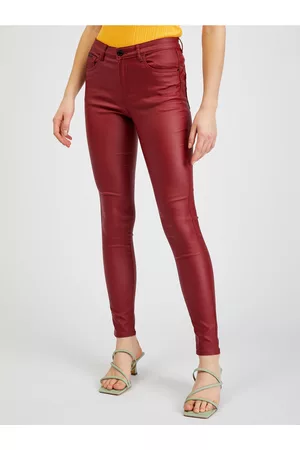 ORSAY Ženy Úzké nohavice - Vínové dámské skinny fit kalhoty