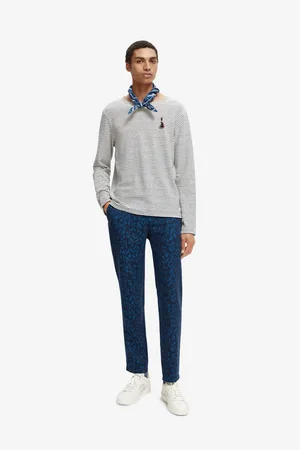 Scotch&Soda Modro-bílý pánský pruhovaný lehký svetr