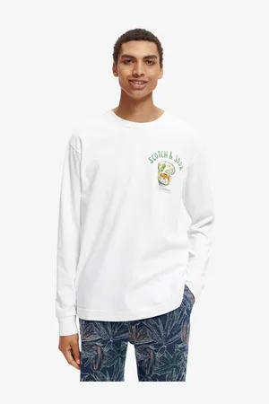 Scotch&Soda Bílé pánské tričko s dlouhým rukávem