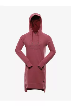 Alpine Ženy Mikinove - Starorůžové dámské mikinové šaty s kapucí ANAHA