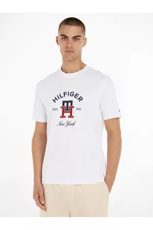Tommy Hilfiger Muži Trička - Bílé pánské tričko Curved Monogram Tee