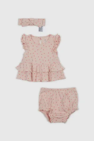 GAP Světle růžový holčičí květovaný set