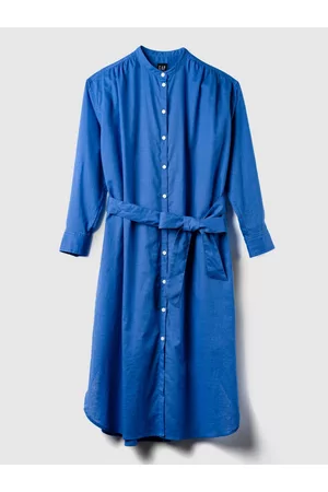GAP Ženy Midi - Modré dámské šaty Midi šaty s příměsí lnu